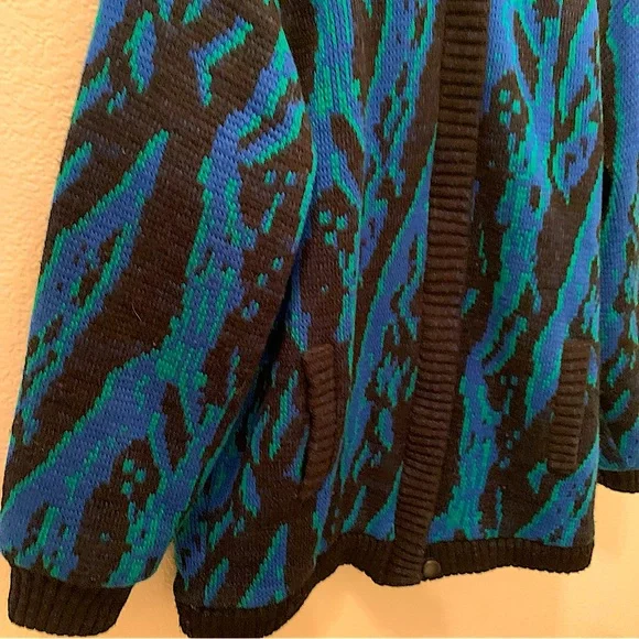 Vintage Alexandra Leigh Lined Abstract Sweater Jacket Coat 80s Size 14/16 Large - Picture 2 of 12
